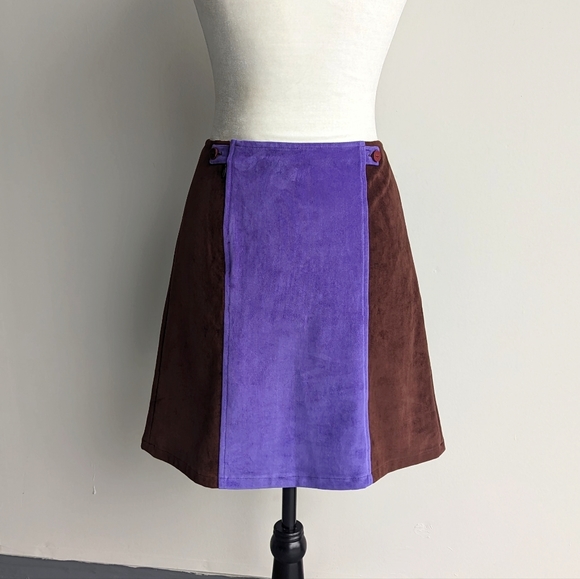 Agnes B. faux suede colourblock mini skirt - Picture 2 of 5